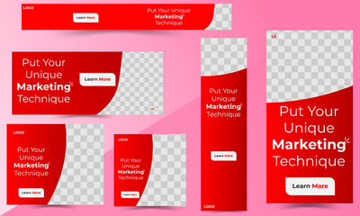 Set of modern, clean, simple web banners design layout set 6
