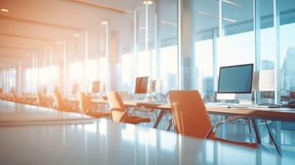 office background with beautiful light, modern workspace design
