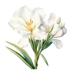 Fototapeta na wymiar Freesia Flower Watercolor Illustration