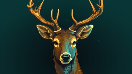 Vector illustration of a golden head of a deer Ai generated art