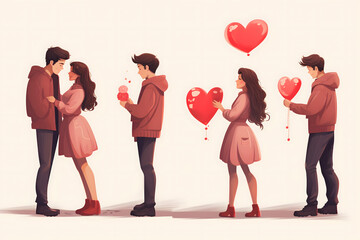 Obraz premium valentines day background, social media background for vday, full of romance cards with love, red rose and candles