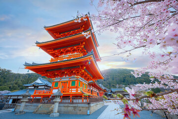 Kyoto, Japan - March 30 2023: Kiyomizu-dera is a Buddhist temple located in eastern Kyoto. it is a part of the Historic Monuments of Ancient Kyoto UNESCO World Heritage Site - 679658381