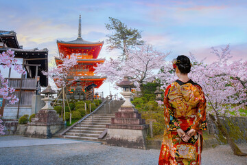 Kyoto, Japan - March 30 2023: Kiyomizu-dera is a Buddhist temple located in eastern Kyoto. it is a...