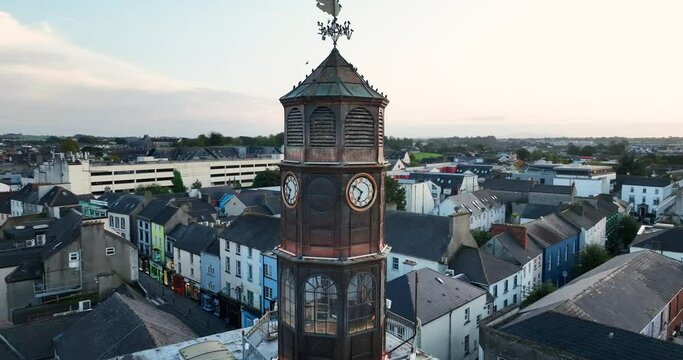 Beautiful Clock Tower In old European city Kilkenny 4k