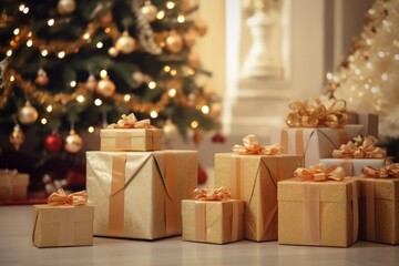 many christmas gifts under decorated christmas tree
