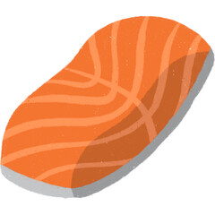 salmon sashimi,dry ink brush style,element and illustration,high quality artwork