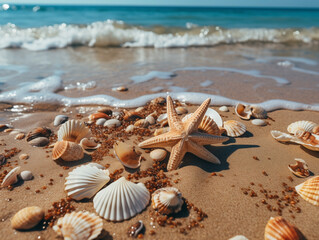 Obraz na płótnie Canvas shells on the beach