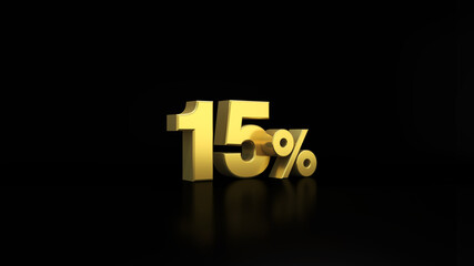 3d render of a Gold in black number 15%