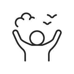 Nature Walks Icon. Vector Outline Editable Isolated Sign of a Person Enjoying a Scenic Walk in Nature, Symbolizing the Pleasure and Serenity of Outdoor Activities.