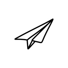 black outline illustration of paper airplane 