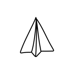 black outline illustration of paper airplane 