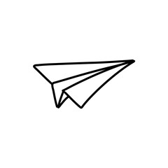 black outline illustration of paper airplane 