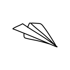 black outline illustration of paper airplane 