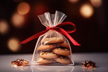 Christmas gingerbread cookies packed on a table 