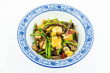 Chinese dish braised chicken with velvet antler and mushrooms