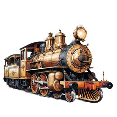 Obraz premium old steam locomotive, PNG