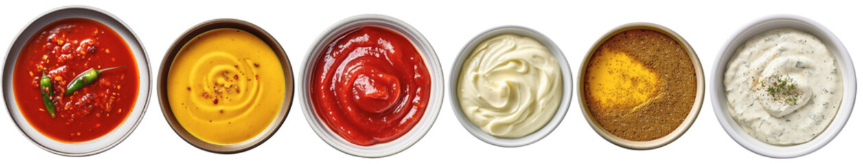 various dipping sauces in a bowl - obrazy, fototapety, plakaty