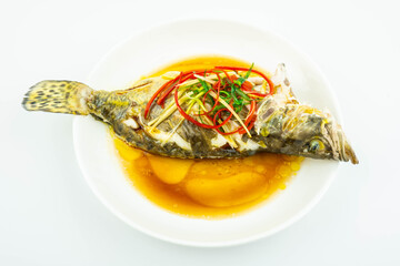 Chinese dish of steamed mandarin fish
