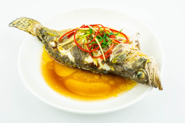 Chinese dish of steamed mandarin fish