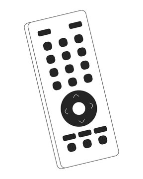 Television remote controller black and white 2D line cartoon object. Remote control for tv isolated vector outline item. Electronic equipment. Tv clicker device monochromatic flat spot illustration