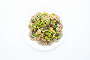 Fried Noodles with Deer Antler Mushroom and Pork