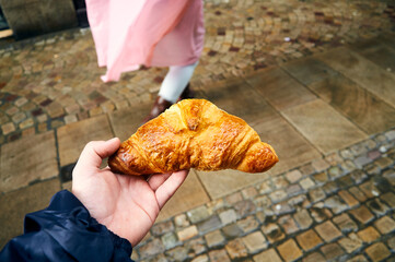 French Croissant in Hand