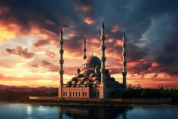 Fototapeta na wymiar Beautiful mosque. Generative AI