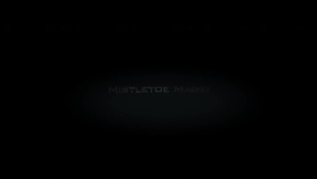 Mistletoe magic 3D title, metal text animation on black alpha channel