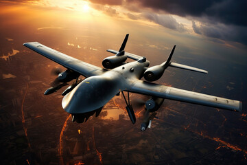 Fighter plane in the sky. Generative AI - obrazy, fototapety, plakaty