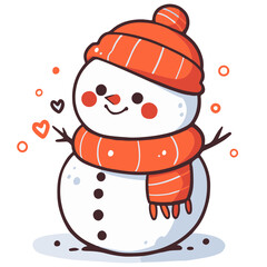 Snowman cute with scarf