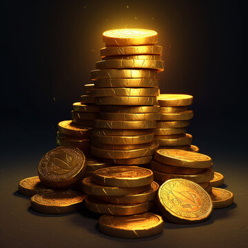 Gold coins mario transparent nintendo stack word illustration picture AI generated art