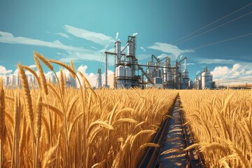 wheat production process of wheat mill industrial line. generative ai - obrazy, fototapety, plakaty