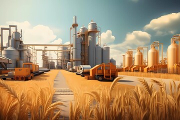 wheat production process of wheat mill industrial line. generative ai - obrazy, fototapety, plakaty