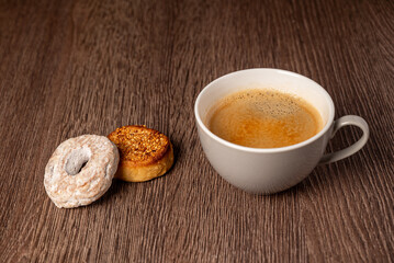 Breakfast or snack with shortbread and coffee