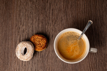 Breakfast or snack with shortbread and coffee