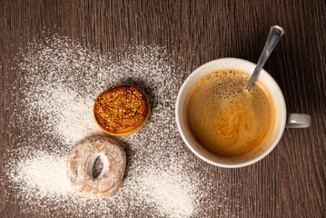 Breakfast or snack with shortbread and coffee