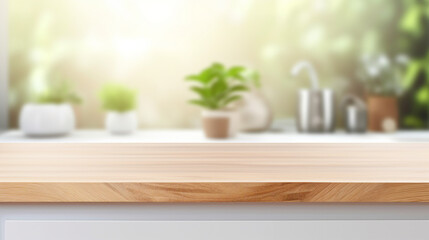 Fototapeta na wymiar wood table and beautiful counter in minimalist interior