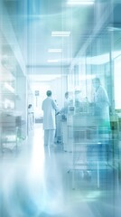 Blurred interior of hospital with doctors