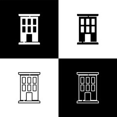 Set House icon isolated on black and white background. Home symbol. Vector