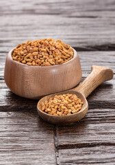 Fenugreek yellow seeds - Trigonella foenum-graecum. Healthy food