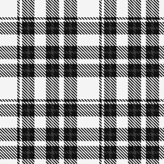 White Black Tartan Plaid Pattern Seamless. Check fabric texture for flannel shirt, skirt, blanket
