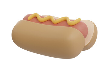 3d rendering a cute and delicious hot dog with mustard sauce drizzled on the sausage transparent