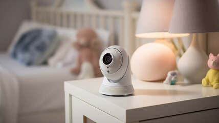 Video camera CCTV for control baby near crib with child room
