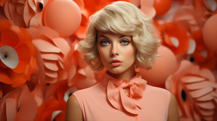 Fashion girl surreal collage art vintage retro style. Generative ai.