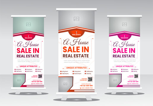luxury house sale multiple color roll up banner design .