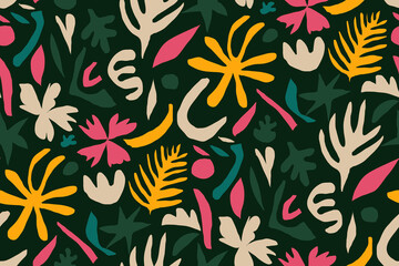 Minimalist abstract floral print. Modern trendy seamless pattern. - obrazy, fototapety, plakaty