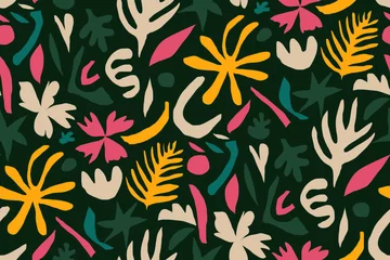 Fototapete Boho-Stil Minimalist abstract floral print. Modern trendy seamless pattern.
