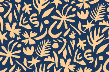 Fototapete Boho-Stil Minimalist abstract floral print. Modern trendy seamless pattern.