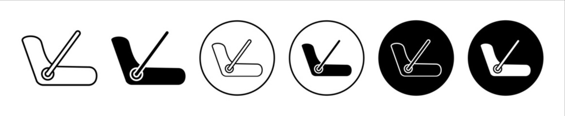 Baby car seat vector icon set in black filled and outlined style.