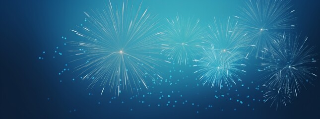 Fireworks on the blue night sky banner